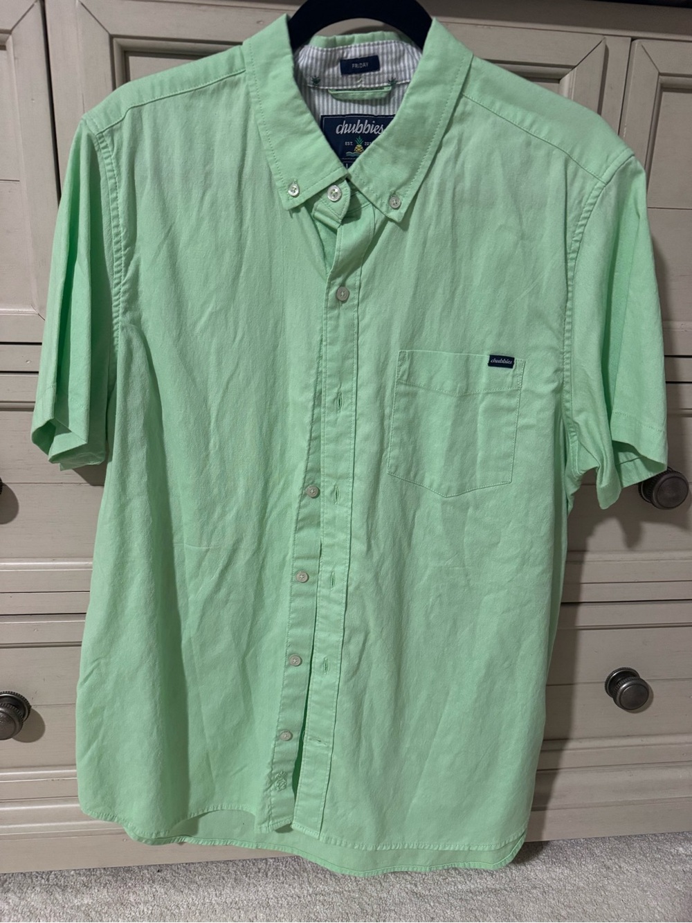 chubbies Short-Sleeve Button-Down Shirt in Mint